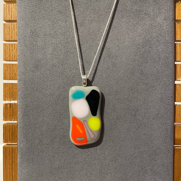 Jewelry - Hand made fused Glass pendant necklace minimalist
